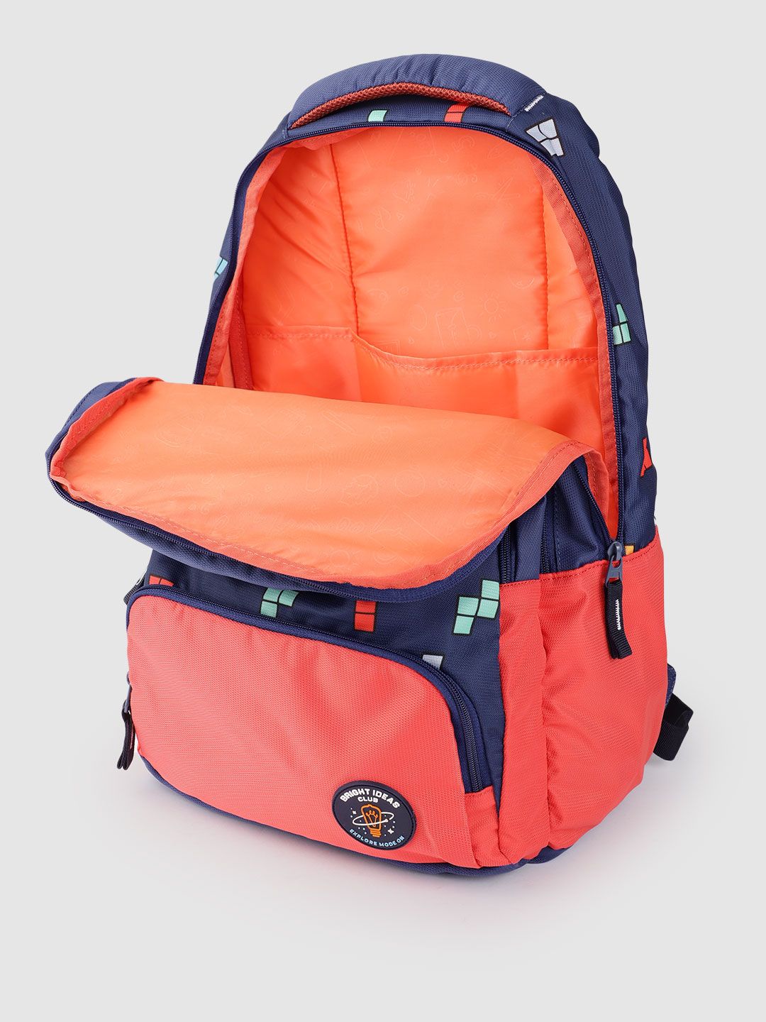 Gear Kids Colourblocked & Printed Backpack- 21.5 L