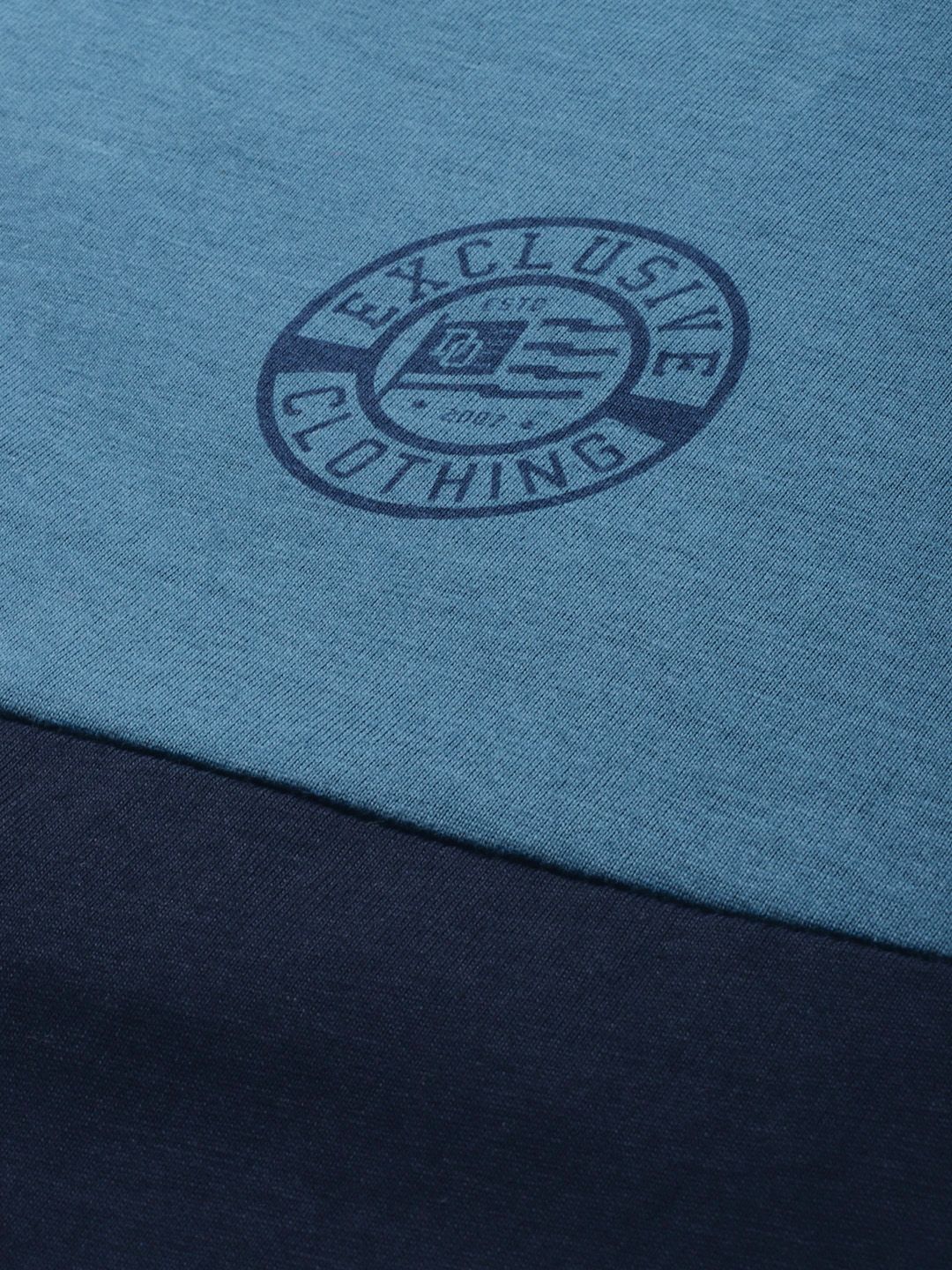 Difference of Opinion Men Navy Blue Colourblocked Round Neck Pure Cotton T-shirt