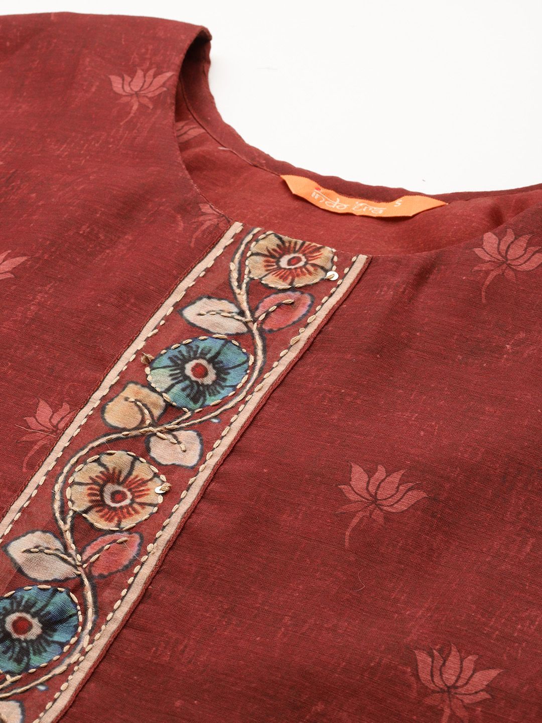 Indo Era Ethnic Motifs Embroidered Thread Work Chanderi Silk Kurta With Trousers & Dupatta