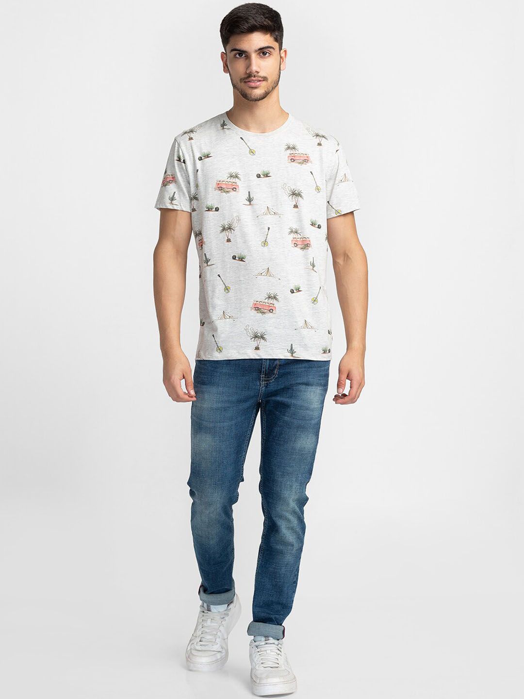 Being Human Men Mid Rise Clean Look Light Fade Whiskers Skinny Fit Jeans