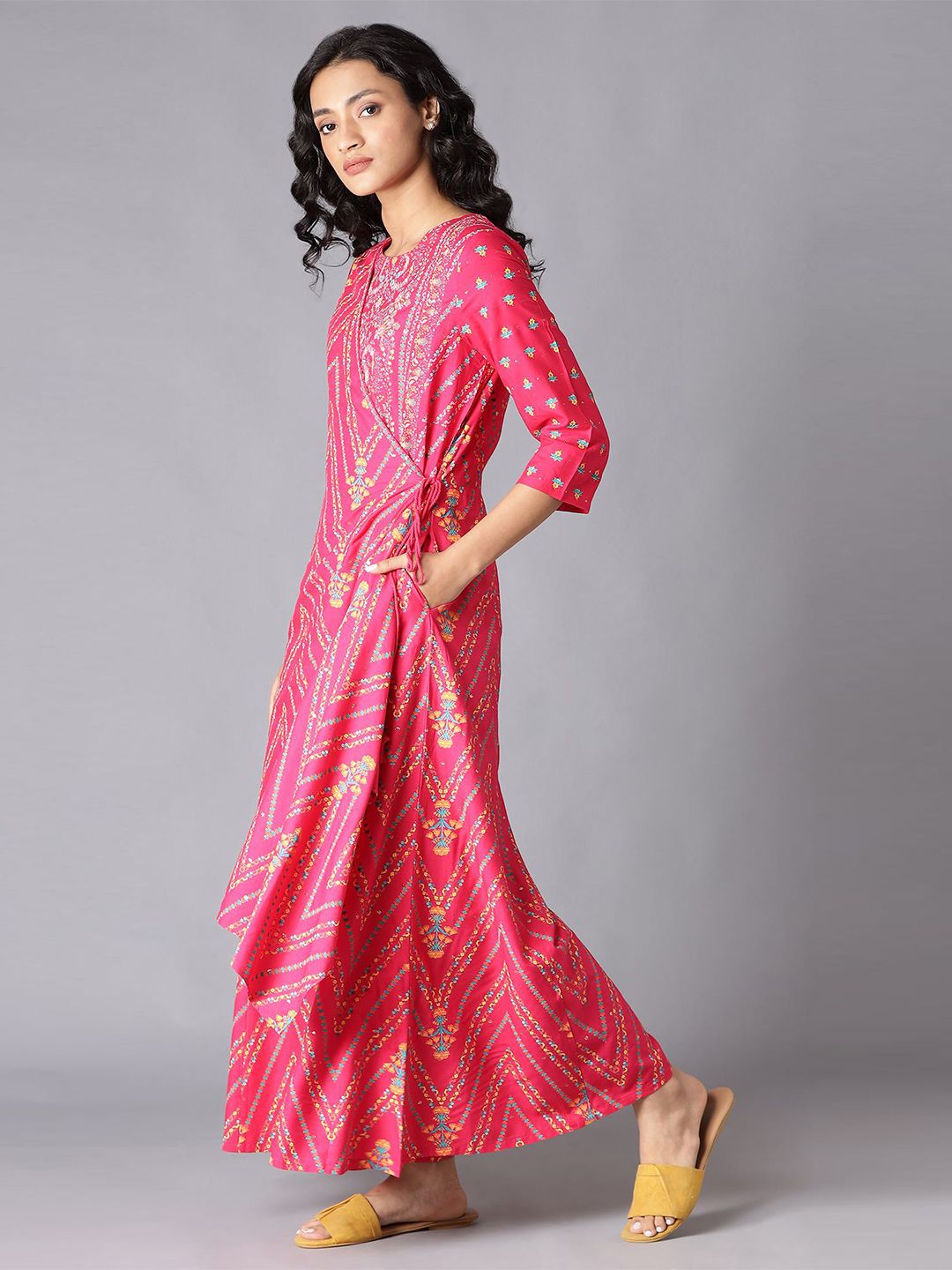 W Pink & Blue Printed Basic Jumpsuit
