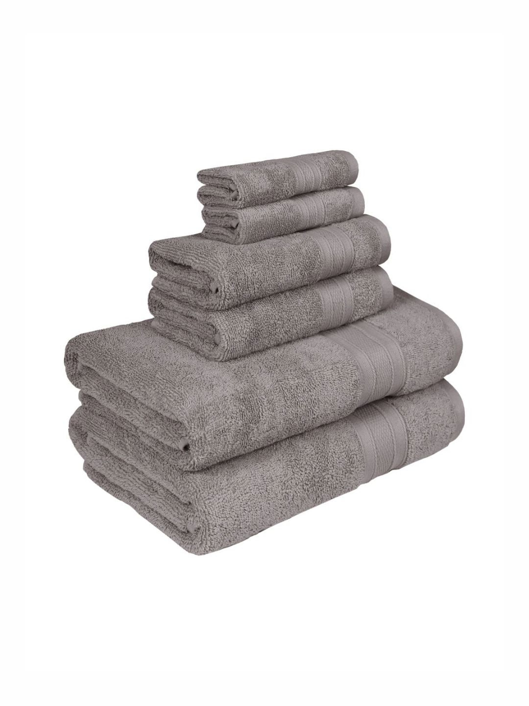 MYTRIDENT Soft Comfort Charcoal 6 Pieces Pure Cotton 500 GSM Towel Set