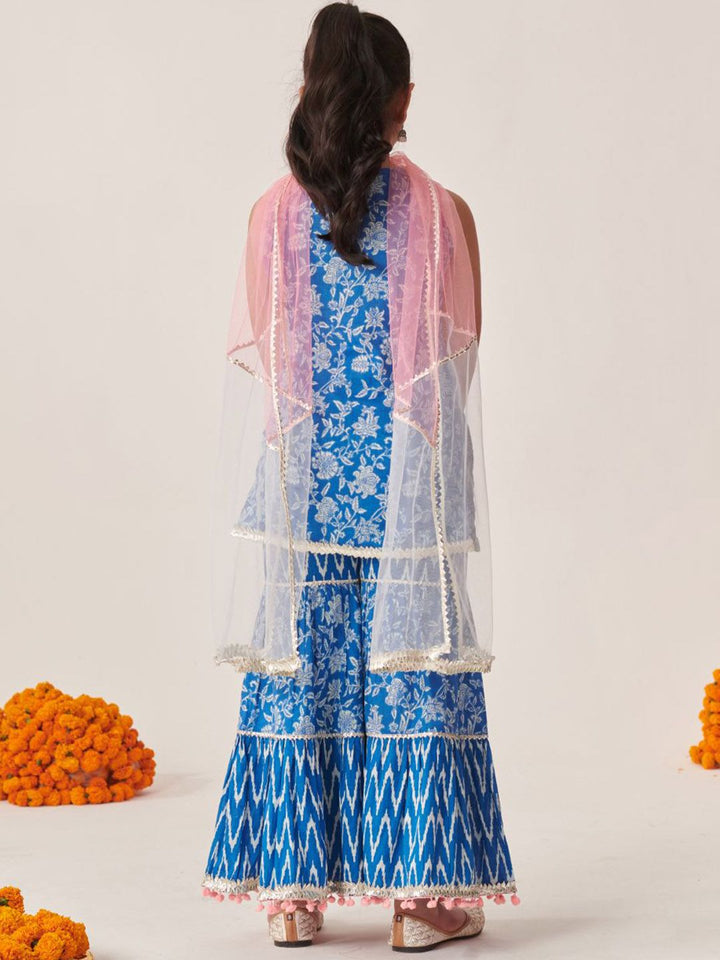 pspeaches Girls Ethnic Motifs Printed Gotta Patti Kurta Sets With Dupatta