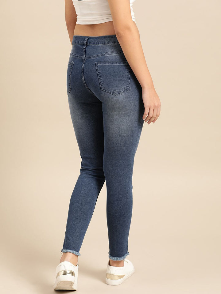 DressBerry Women Blue Skinny Fit Mid-Rise Clean Look Stretchable  Ankle Length Jeans