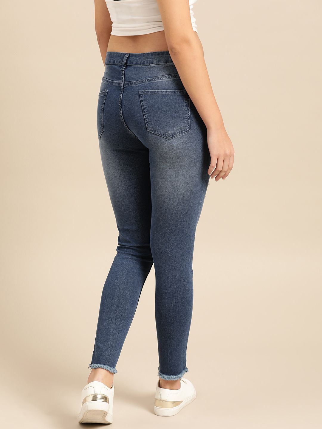 DressBerry Women Blue Skinny Fit Mid-Rise Clean Look Stretchable  Ankle Length Jeans