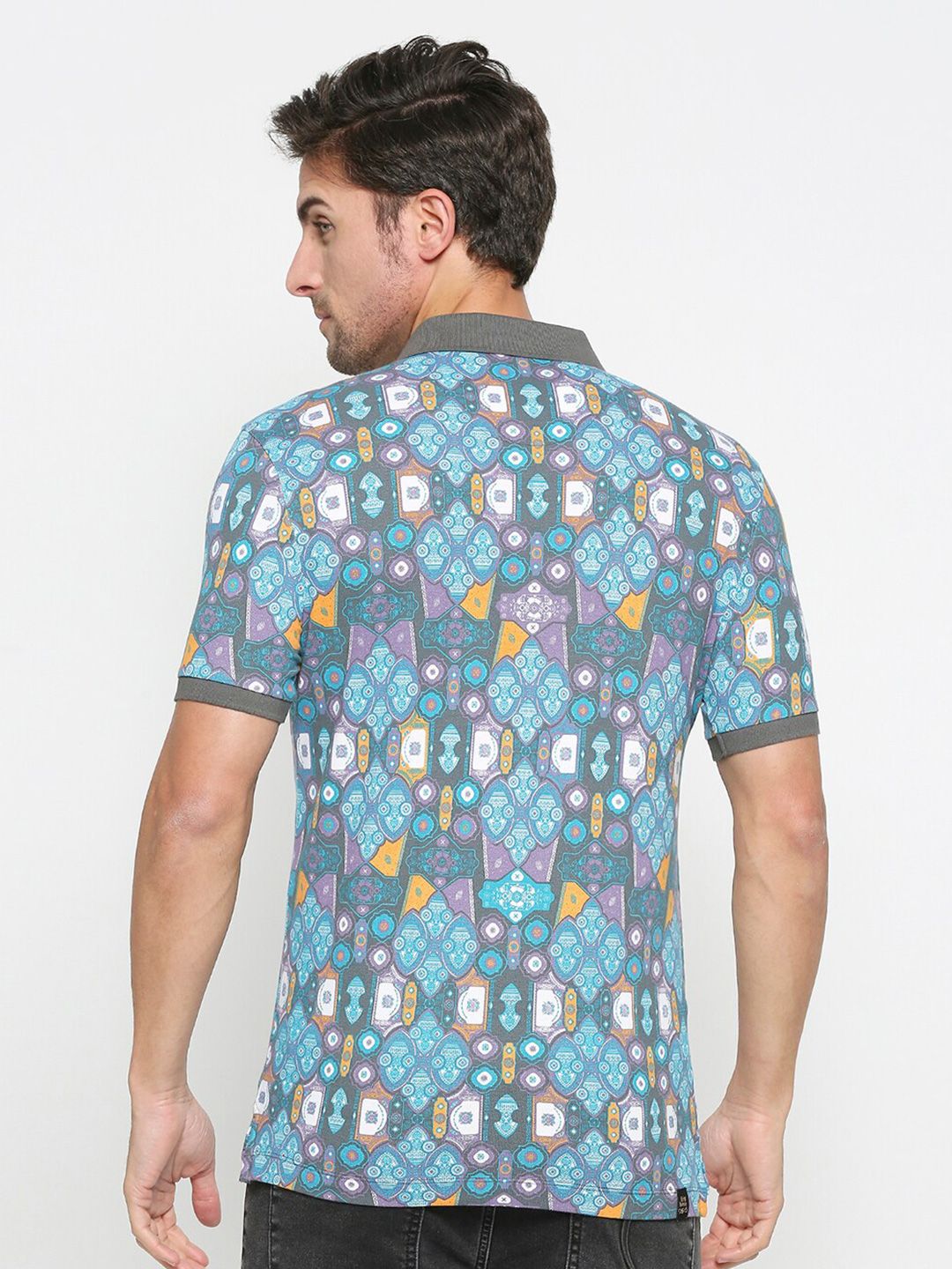 Being Human Geometric Printed Polo Collar Regular Fit Cotton Regular T-shirt