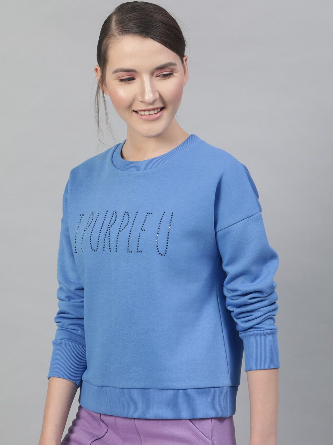 STREET 9 Women Blue Embellished Sweatshirt
