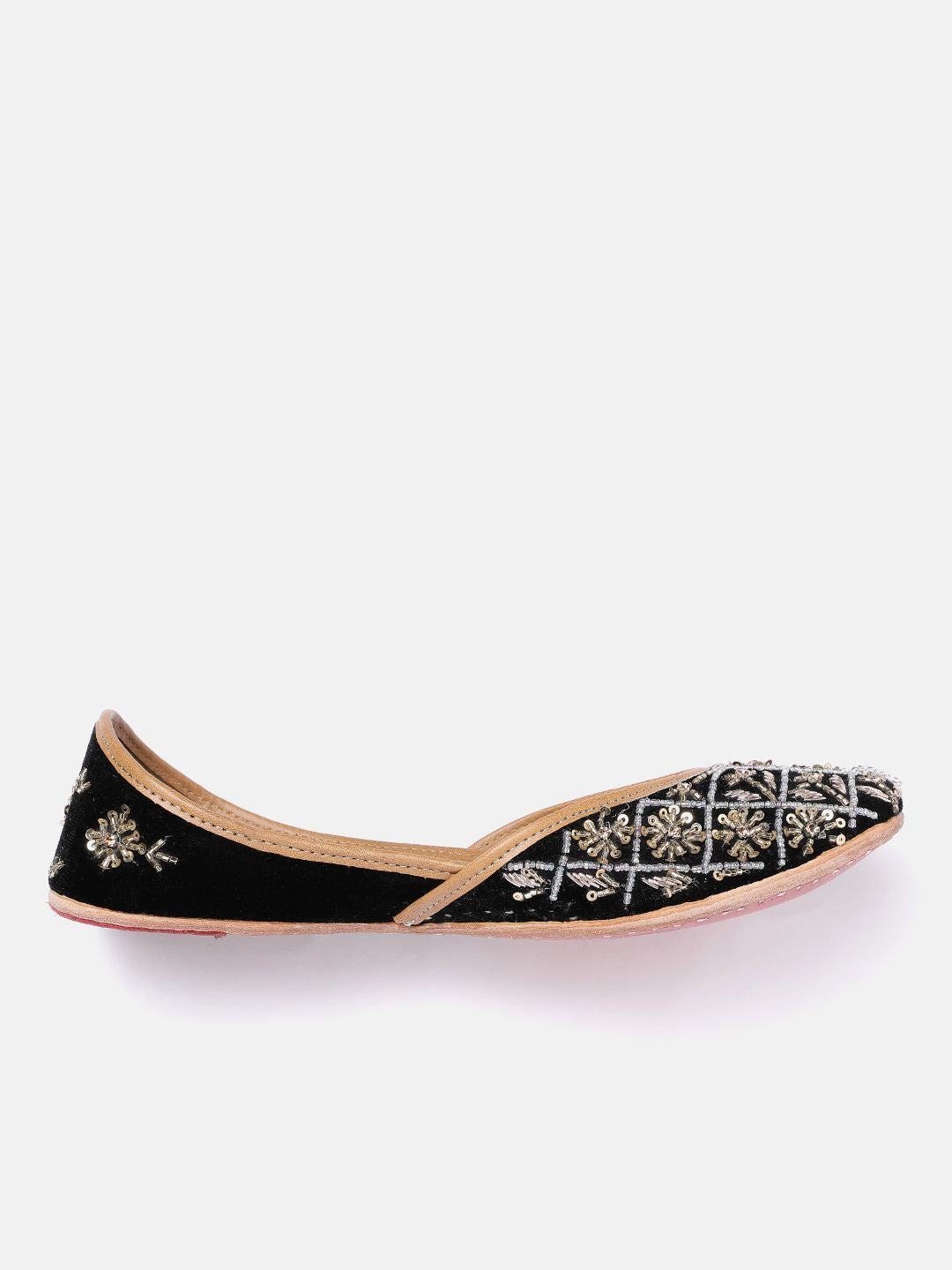House of Pataudi Leather Embellished Ethnic Mojaris