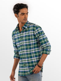 Eszett Checked Long Sleeves Spread Collar Pure Cotton Regular Fit Casual Shirt