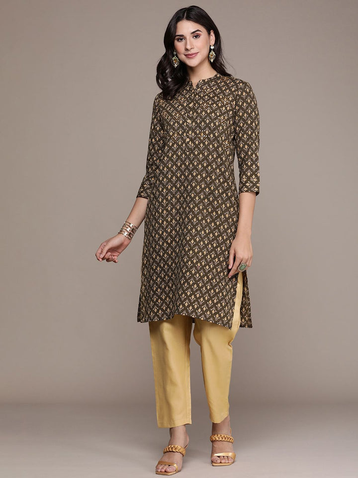 Anouk Women Ethnic Motifs Printed Regular Sequinned Pure Cotton Kurta with Trousers