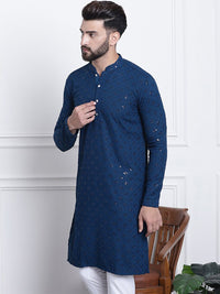 SOJANYA Kurta Kapas Tulen Kolar Mandarin Dihiasi