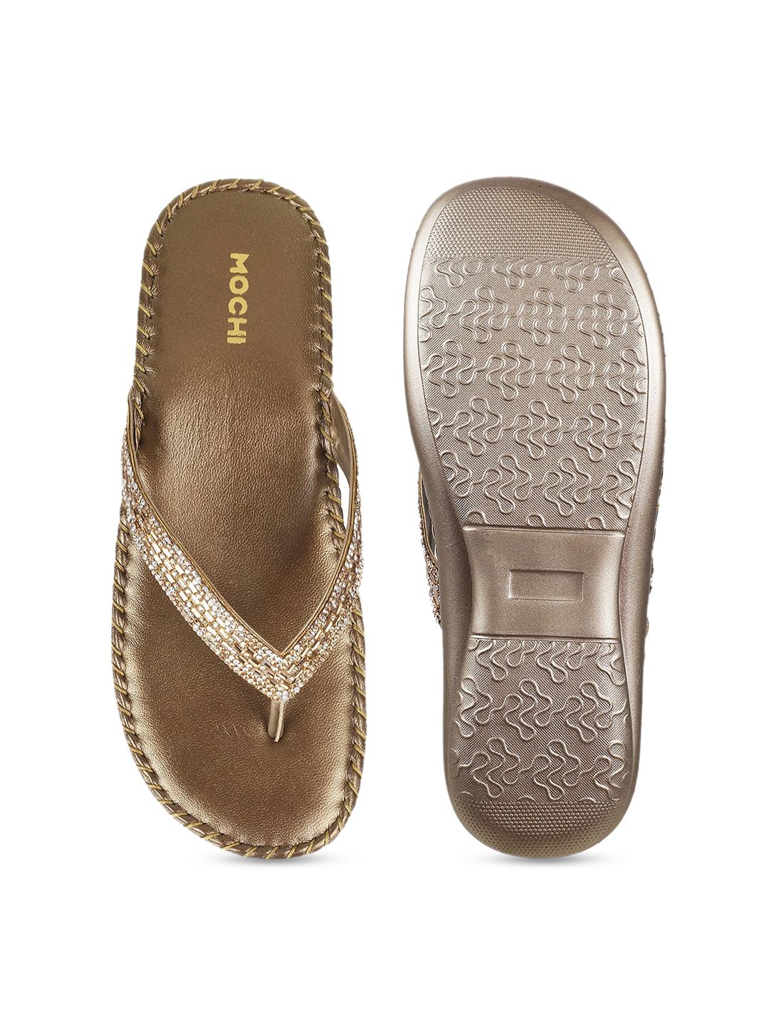 Mochi Women Gold-Toned Embellished Flats