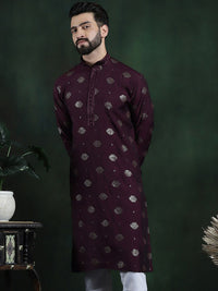 SOJANYA Motif Etnik Bersulam Kolar Mandarin Kurta Lurus Labuci