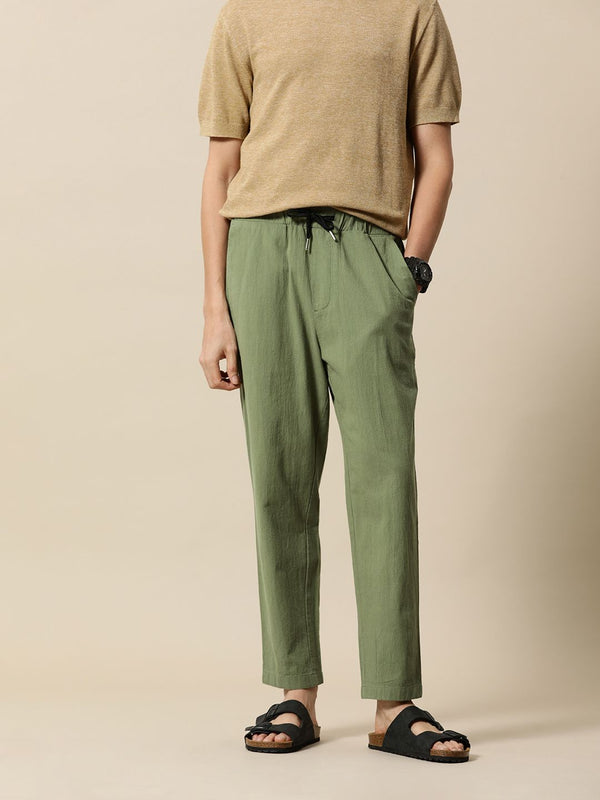 Mr Bowerbird Men Solid Mid-Rise Pure Cotton Regular Trousers