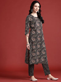 Anouk Paisley Print Pure Cotton Kurta With Trousers & Dupatta
