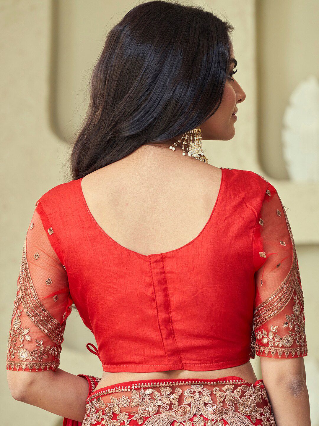 Mitera Pink & Gold-Toned Poly Georgette Saree with Jacket with Blouse