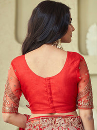 Mitera Pink & Gold-Toned Poly Georgette Saree with Jacket with Blouse
