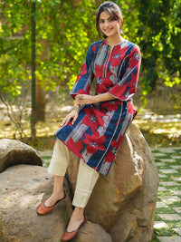 Rain &amp; Rainbow Notch Leher Bersulam Kurta Lurus
