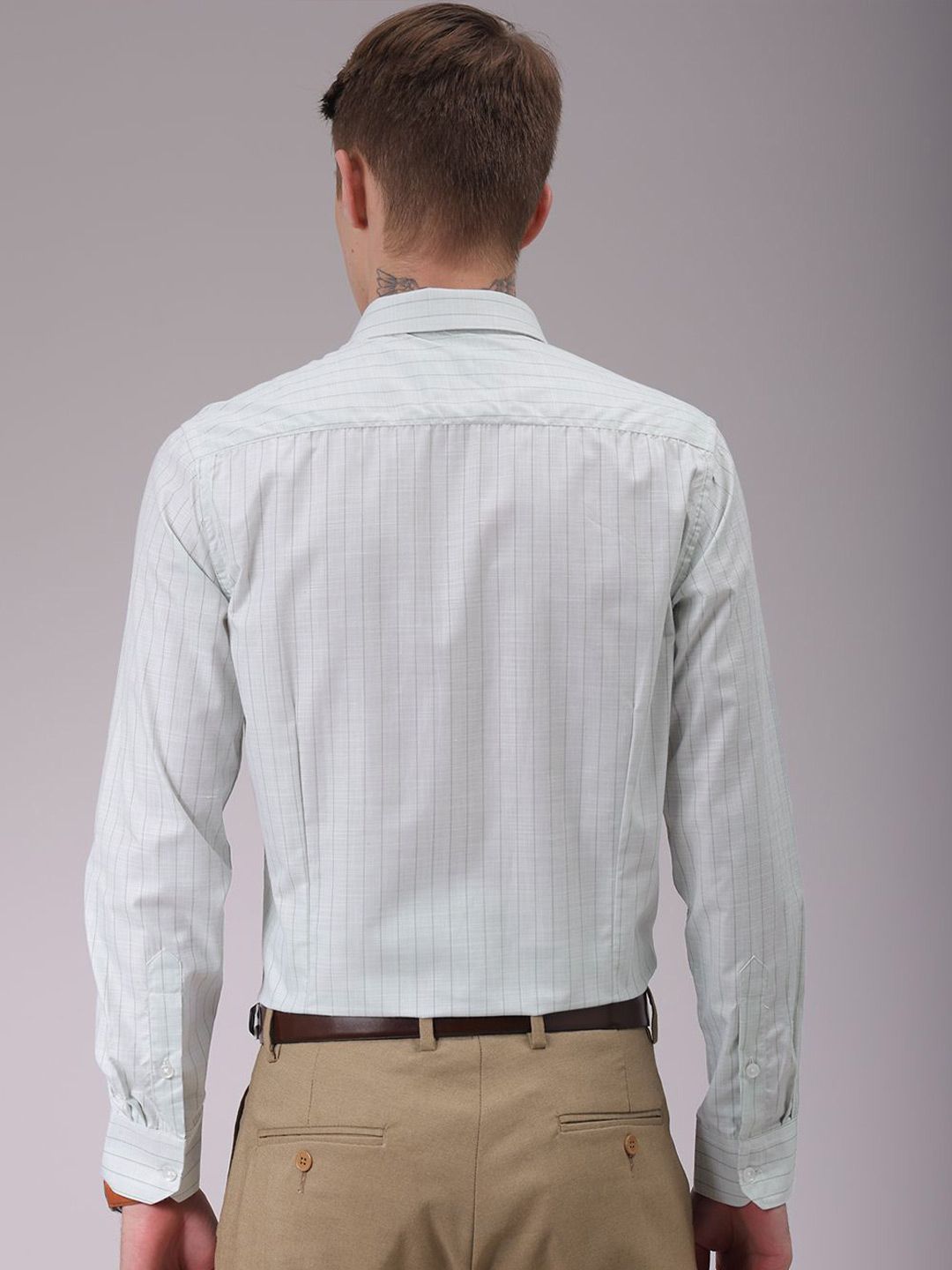 The Indian Garage Co. X Luxe Men Cutaway Collar Vertical Striped Slim Fit Formal Shirt