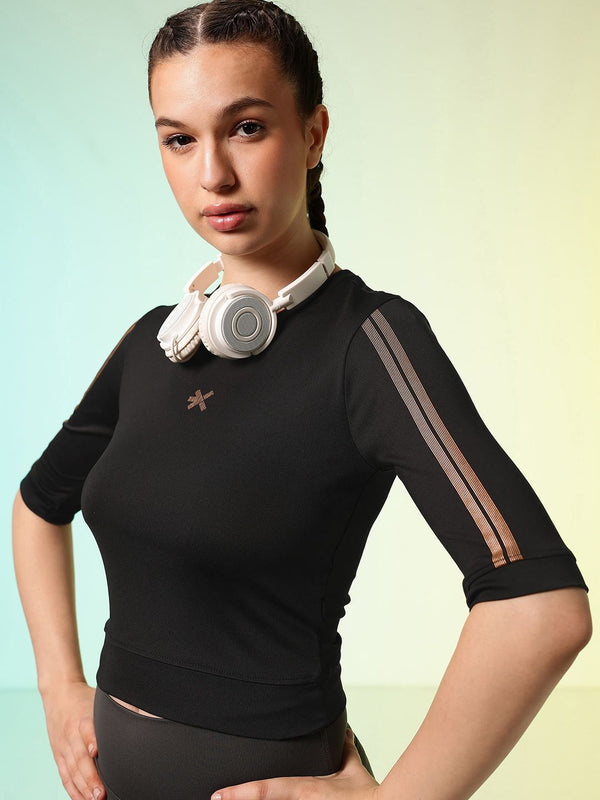 HRX by Hrithik Roshan ACTIVE-GODDESS Slim Fit Rapid Dry Training Crop T-shirt