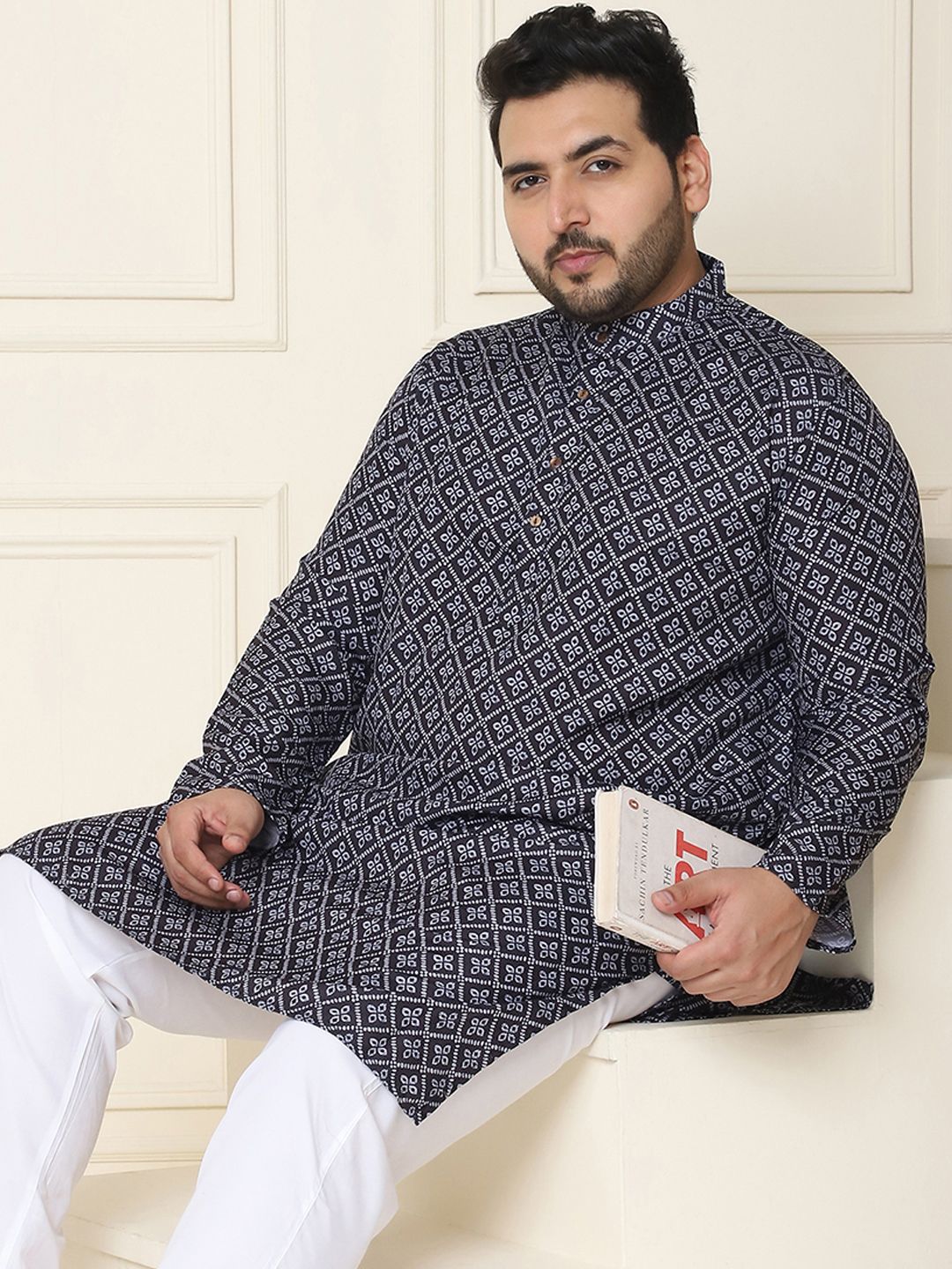 SOJANYA PLUS Motif Etnik Kurta Cotton Printed