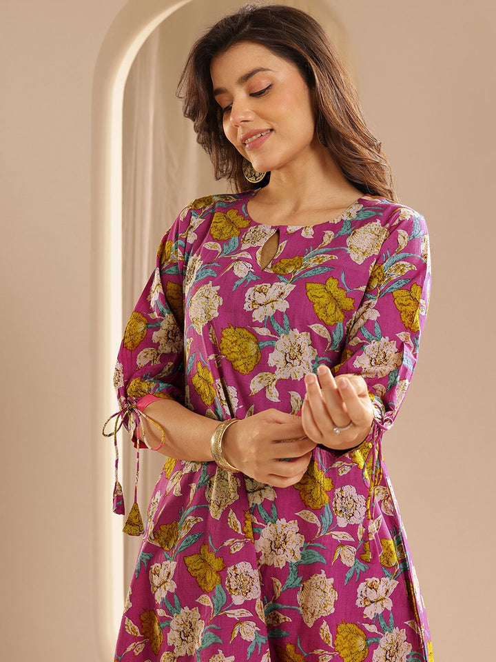 Libas Women Floral Printed Regular Pure Cotton Kurta with Palazzos