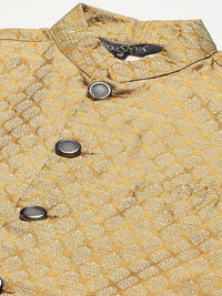 SOJANYA Men Black Chikankari Pure Cotton Kurta with Churidar & Nehru Jacket