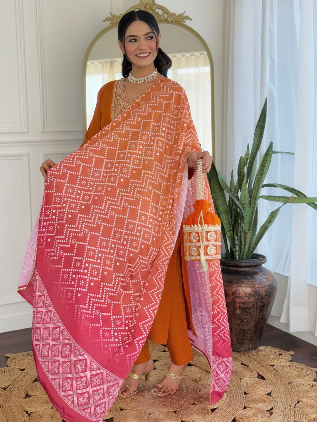KALINI Women Ethnic Motifs Embroidered Regular Kurta with Trousers & With Dupatta