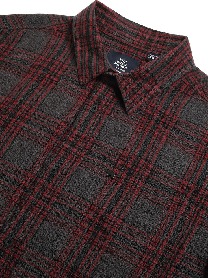 THE BEAR HOUSE Men Tartan Checks Opaque Cotton Relaxed Fit Casual Shirt