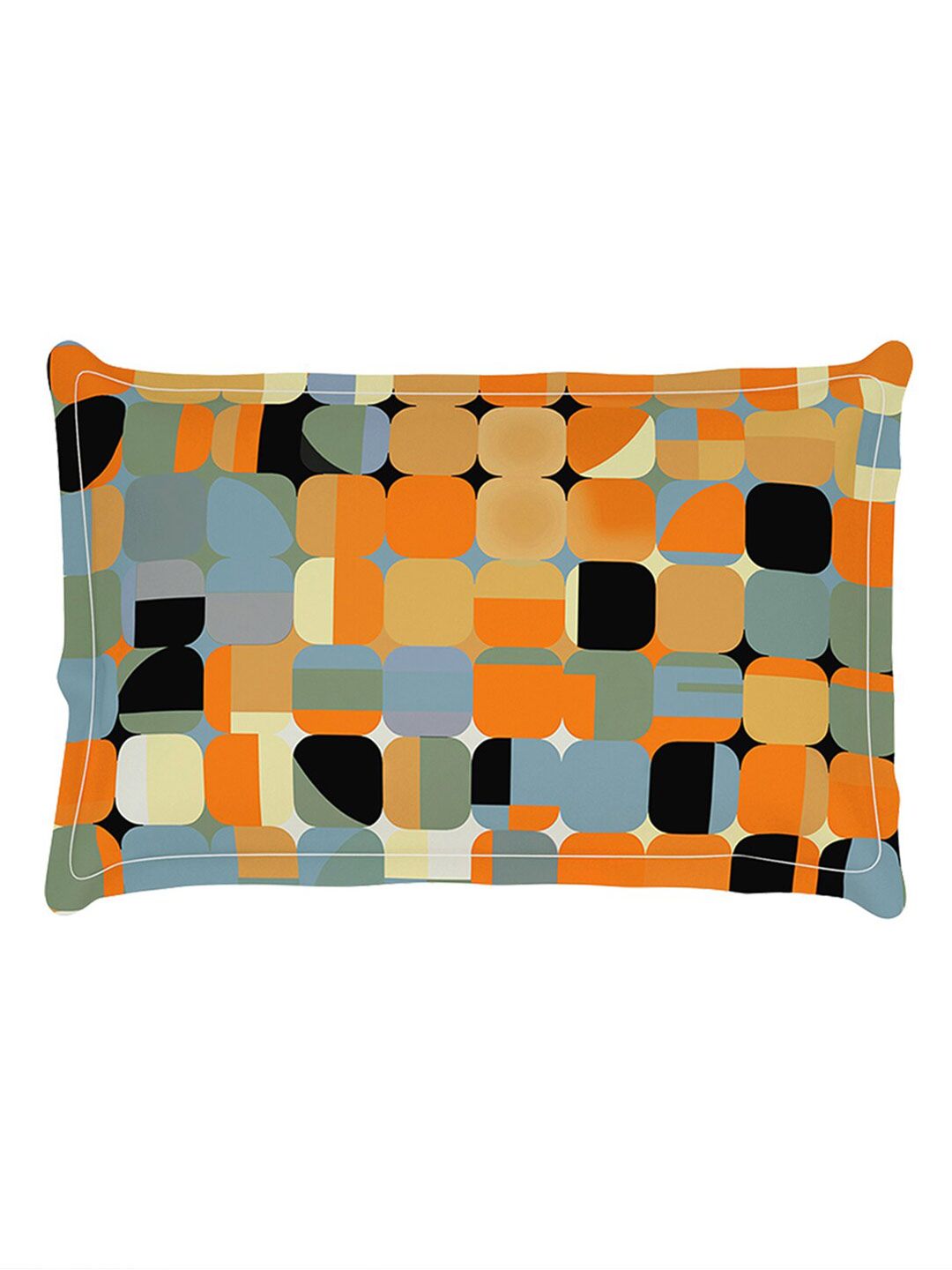 Story@home Orange & White Geometric Microfiber 180 TC Single Bedsheet With 1 Pillow Cover