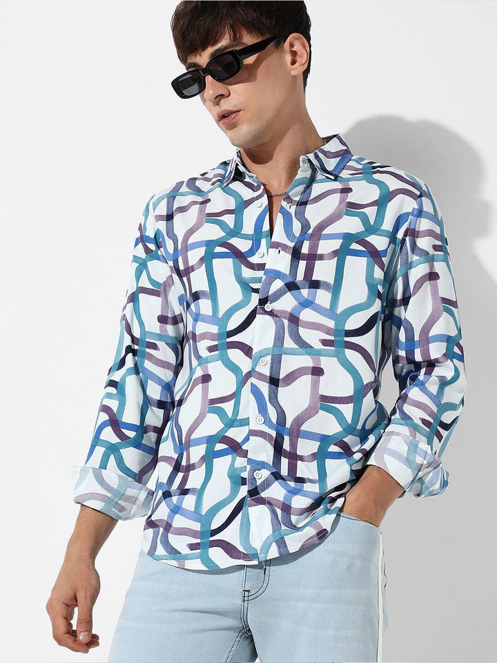 Campus Sutra Classic Abstract Printed Casual Shirt