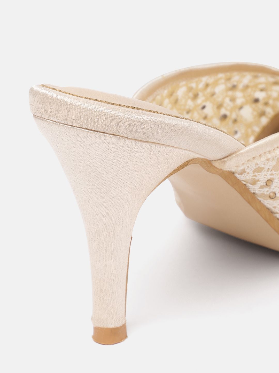 Lino Perros Woven Design Embellished Slim Heeled Mules