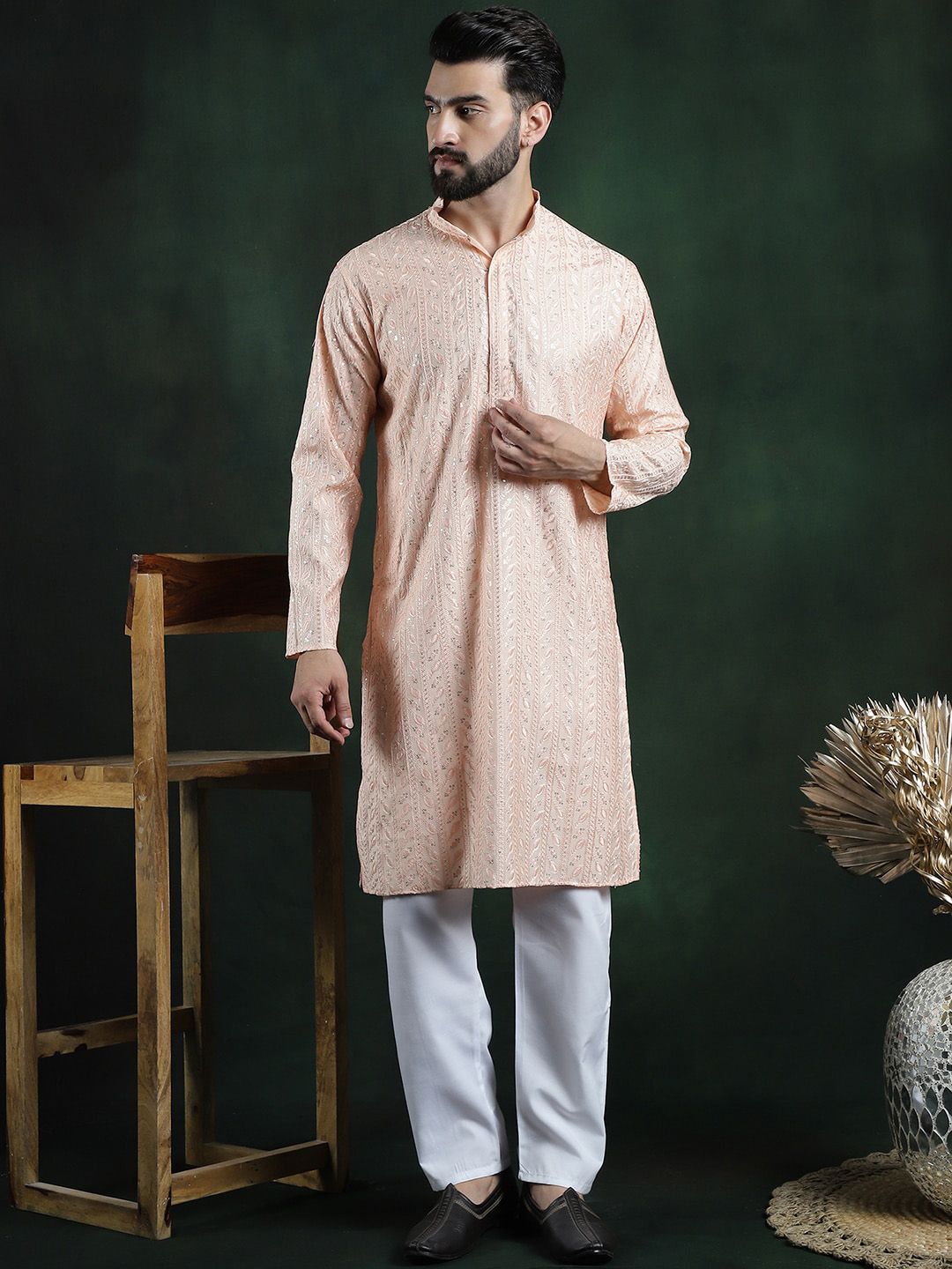 SOJANYA LUXE Floral Embroidered Regular Thread Work Kurta with Pyjamas