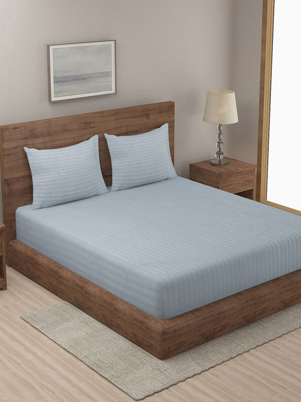 KLOTTHE Grey 300 TC King Bedsheet with 2 Pillow Covers