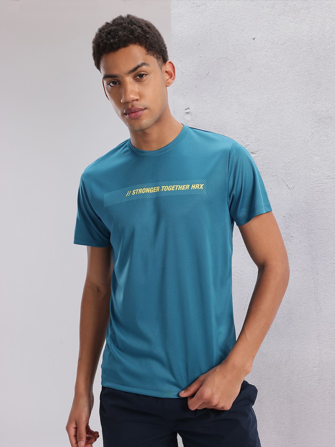 HRX by Hrithik Roshan Twin Collection Typography Printed Training  T-shirt