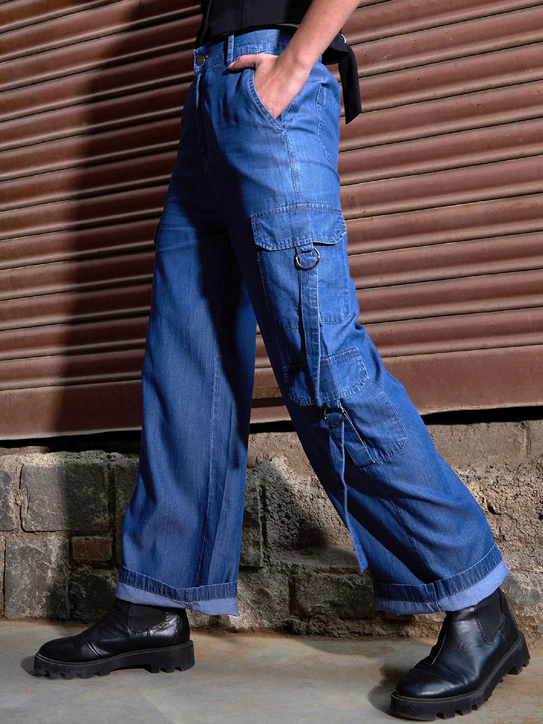 SASSAFRAS Women Bootcut High-Rise Pure Cotton Jeans