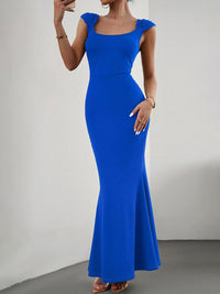 all about you Square Neck Cap Sleeves Bodycon Maxi Dress