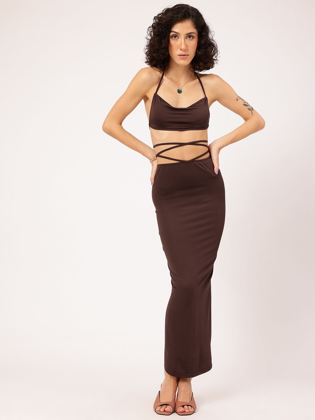 DressBerry Flirty Fusion Open-Back Tie-Up Shoulder Straps Co-Ords