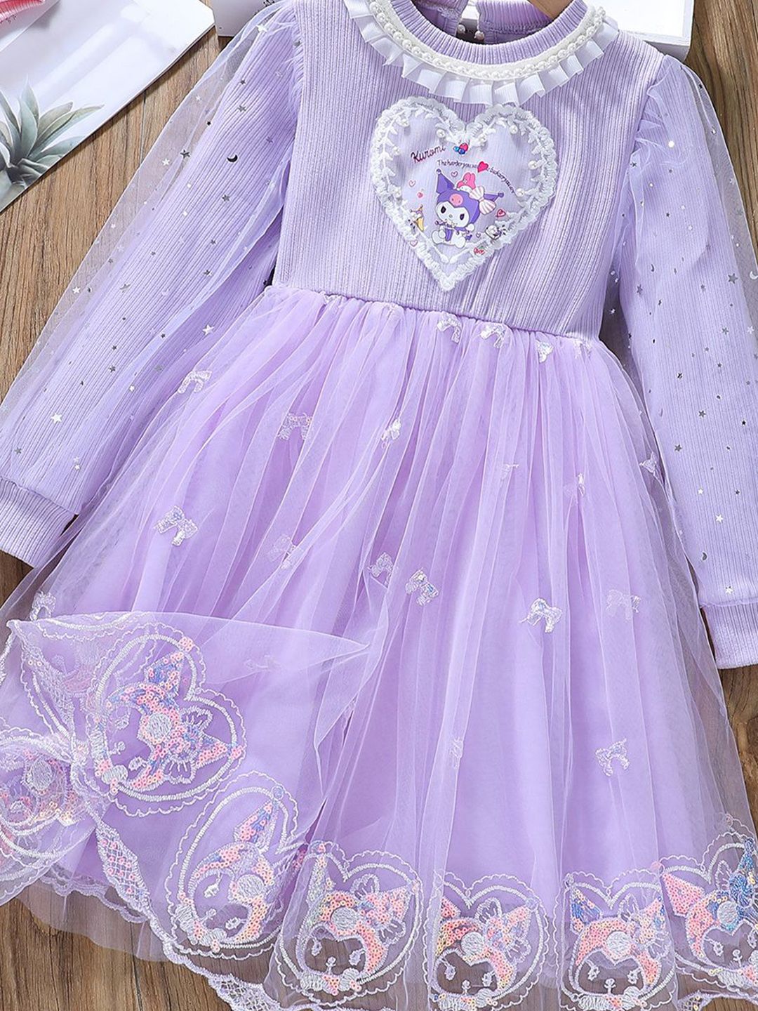 YK Girls Embroidered Fit and Flare Dress