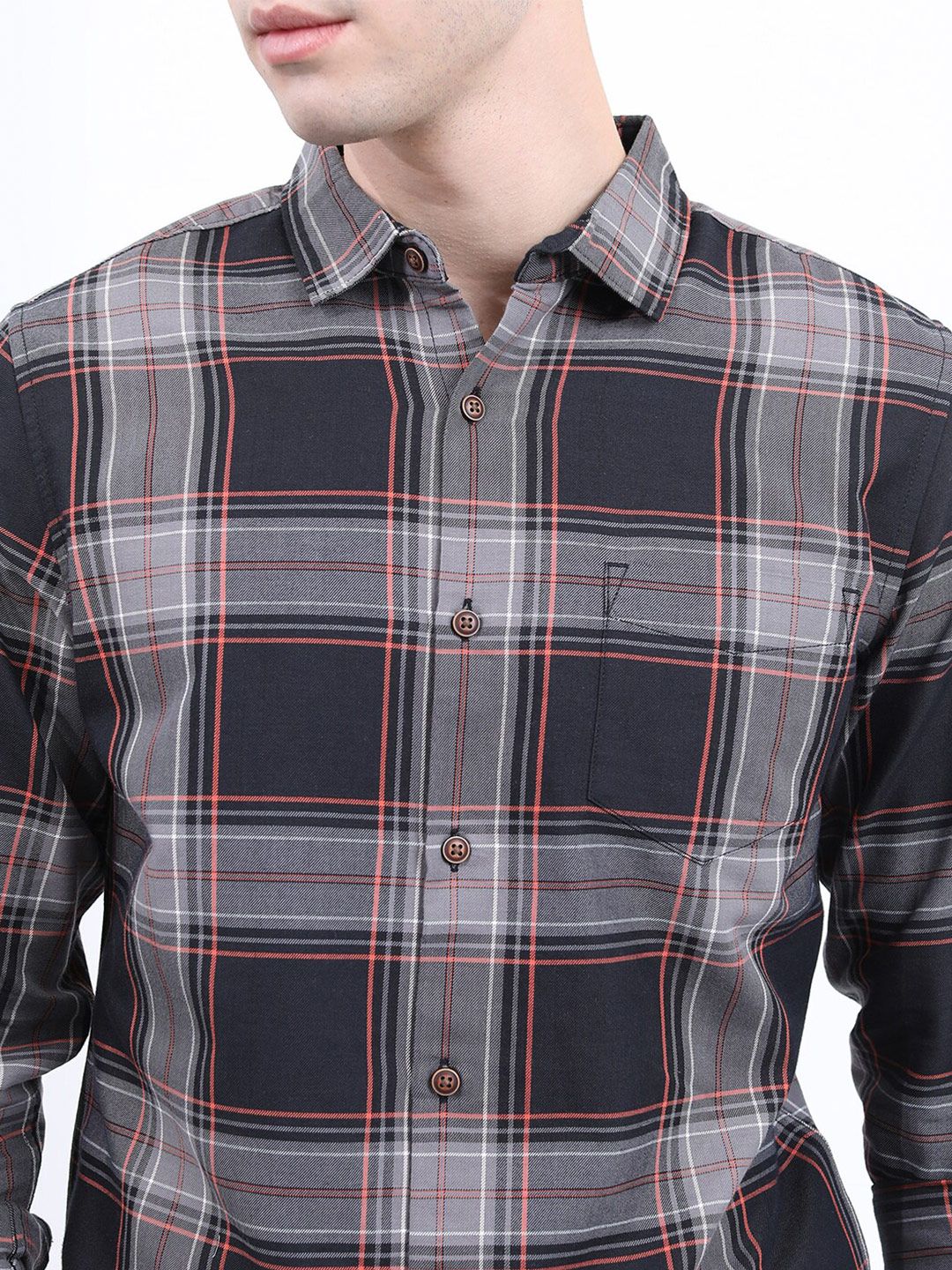 HIGHLANDER Men Slim Fit Tartan Checked Casual Cotton Shirt