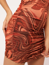 DressBerry Neckline Nugget Ruched Bodycon Mini Dress