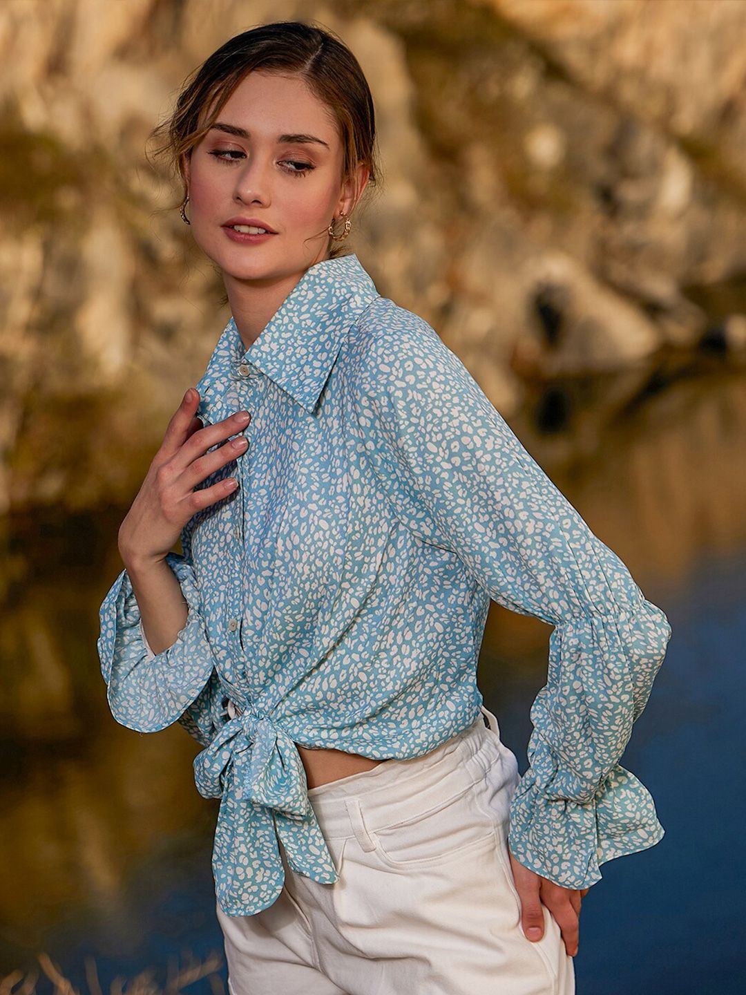 Athena Abstract Printed Shirt Style Top
