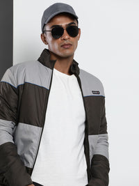 The Indian Garage Co Men Colourblock Slim Fit Bomber Jacket