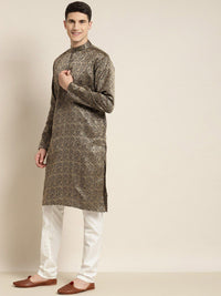 SOJANYA Floral Woven Design Jacquard Kurta With Churidar