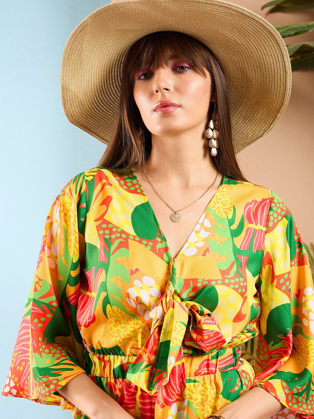 SASSAFRAS Floral Printed V-Neck Playsuit