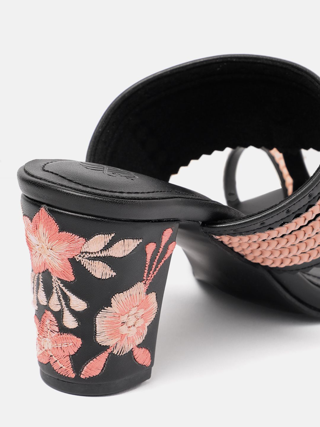 House of Pataudi  Open Toe Woven Design Block Heels