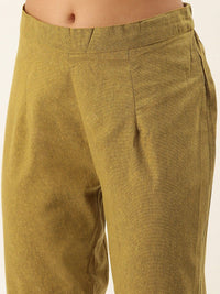 KALINI Woven Design Mandarin Collar Regular Kurta With Trousers