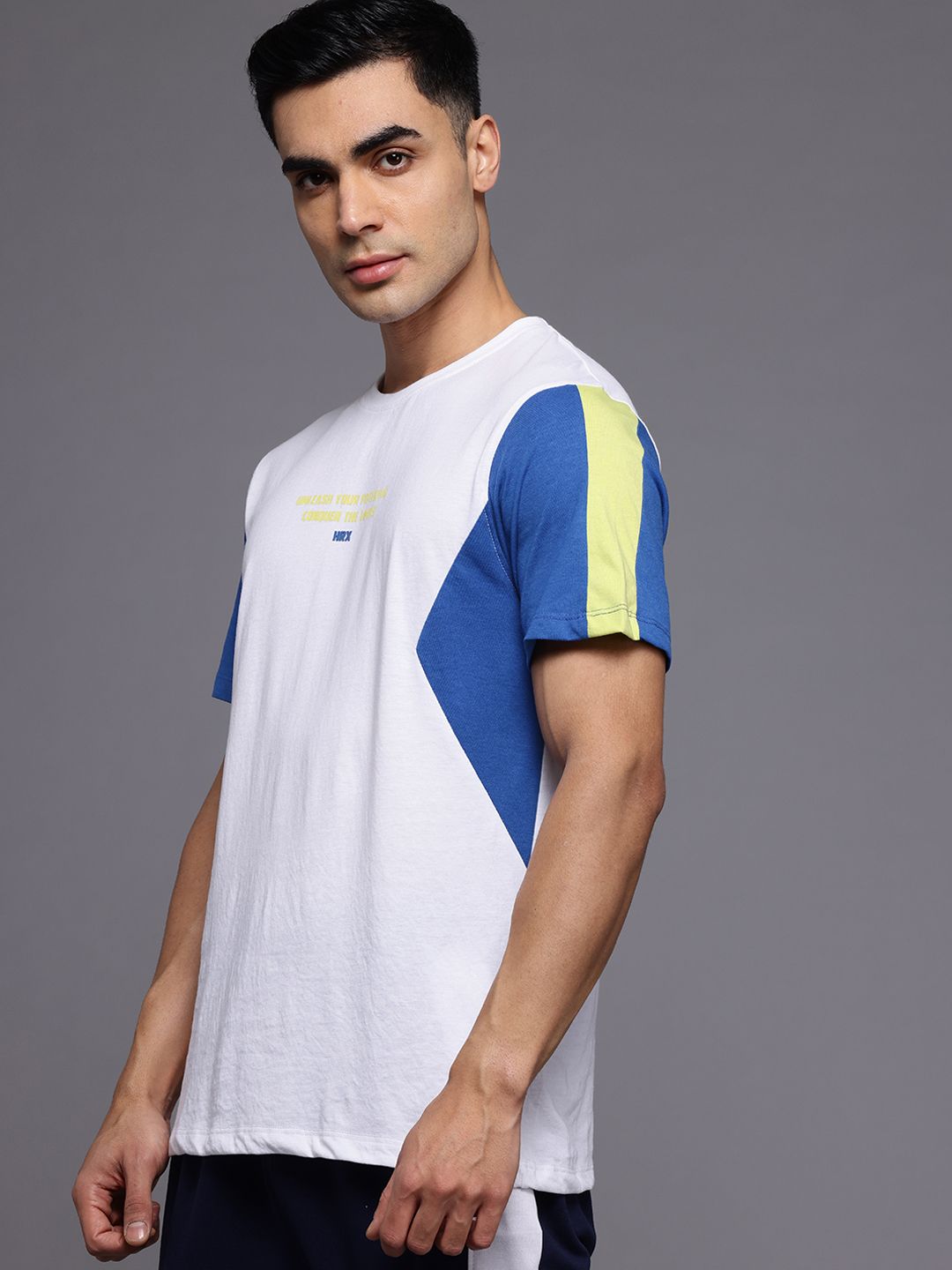 HRX by Hrithik Roshan Typography Printed Colourblocked T-shirt