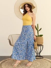 Berrylush Floral Printed High Rise A-Line Maxi Skirt