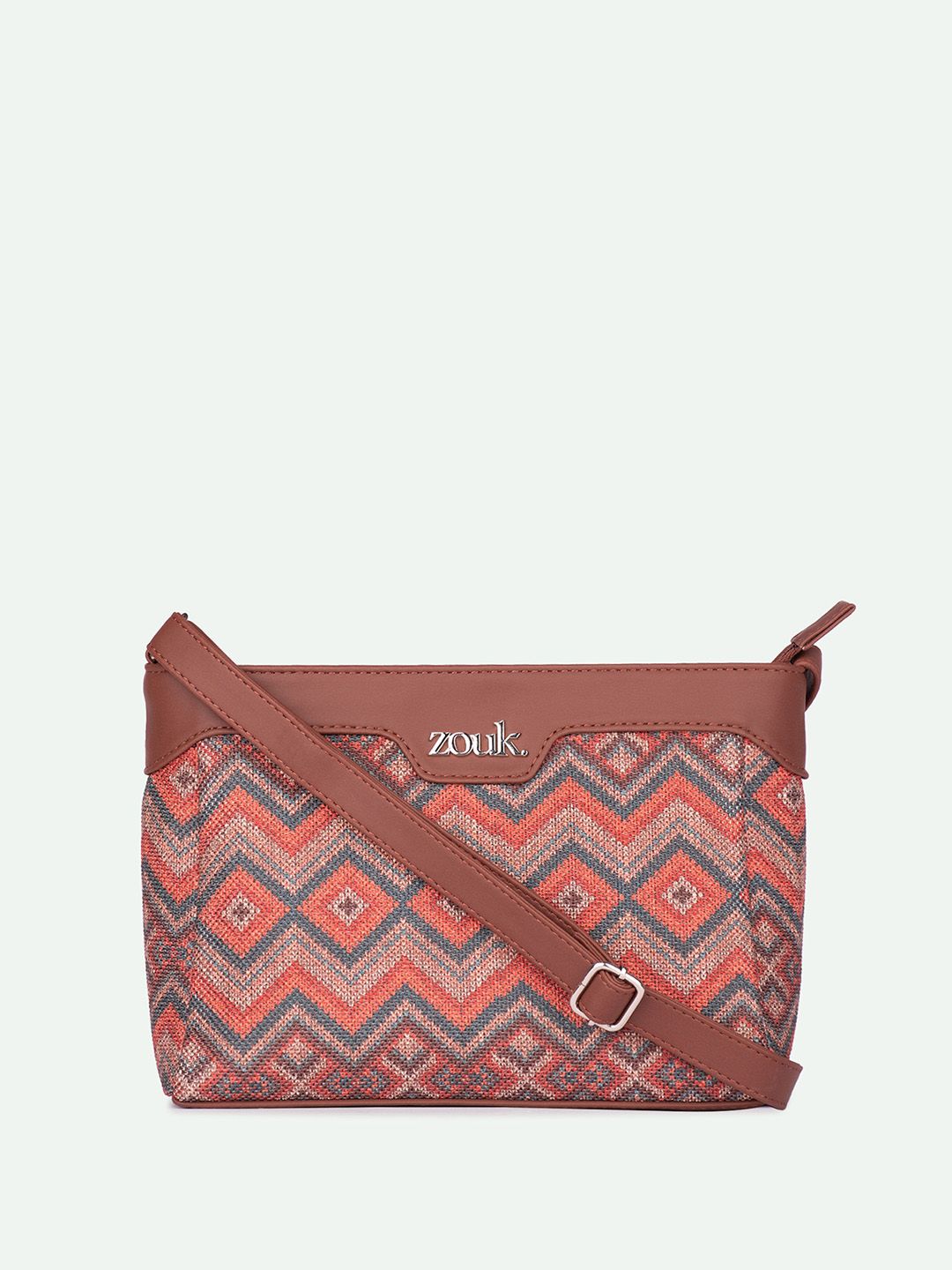 ZOUK Geometric Printed Structured Sling Bag